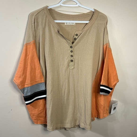 Free people Just Tip It Colourblock Ribbed Henley - Picture 3 of 10